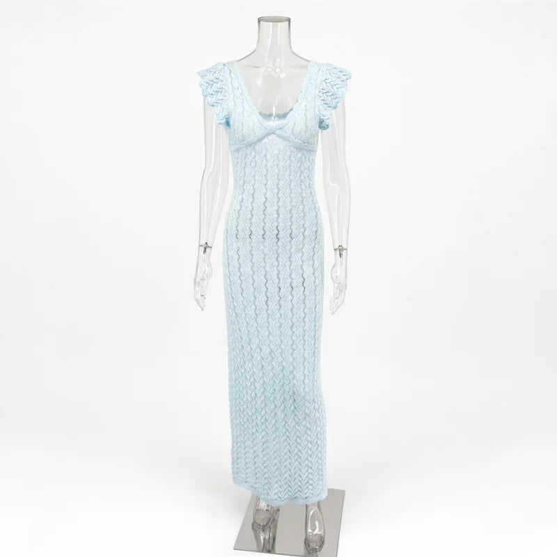 Simone Ruffled Knit Maxi Dress